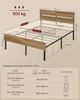 VASAGLE Doppelbettgestell, Bett, 160 x 200 cm, Metallrahmen, LED-Beleuchtung, USB-A- und USB-C-Anschluss, Unterbettaufbewahrung, Industrie-Stil, einfache Montage, naturbraun Bild 5