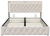 PXloue Polsterbett Funktionsbett Stauraumbett (2 USB-Anschlüsse und 1 Typ-C-Ladeport), Doppelbett,Hydraulischer Hubbettkasten und Lattenrost,Samt,140x200cm Bild 4