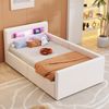 Polsterbett Kinderbett 90x200 cm mit LED, Nachtlicht, USB-Anschluss, hydraulischem Stauraum, ohne Matratze Bild 4