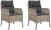 vidaXL Gartenstühle mit Kissen 2 Stk. Hellgrau Poly Rattan 365150 Bild 2