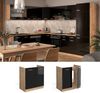 Spülenunterschrank R-Line Schwarz Hochglanz 80 cm , AP Eiche Vicco Bild 2