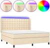 vidaXL Boxspringbett mit Matratze & LED Stoff Creme 160x200 cm Bild 2