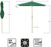 Sekey Sonnenschirm mit Kurbel und UV50+, knickbar, Aluminium grün / natur, 210 x 140 cm Bild 3