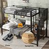 Eisenbett, Etagenbett, Geeignet für Kinder und Jugendliche, Eckleiterschrank mit Stauraum, Eisen+MDF, Schwarz+Vintage-Holzfarbe, 90 x 200cm&120x200cm Bild 5