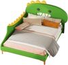 140*200cm Kinderbett, Cartoon Dinosaurier Form, Flachbett, PU Material, Grün Bild 5