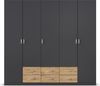 rauch Kleiderschrank, Drehtürenschrank GAMMA, 5-türig, 6 Schubkästen, Grau metallic, 226 x 210 x 54 cm Bild 2