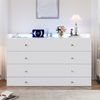 Schrankbett 140 × 200 cm aus MDF und Spanplatte mit LED-Beleuchtung, USB-Anschluss und Stauraumschubladen, weiß Bild 2