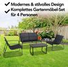 Brixy Gartengarnitur - Lounge Set - Gartenmöbel - Gartenbank - Gartenstühle - Gartentisch - Glasplatte - 4 Personen - Schwarz/Anthrazit Bild 5