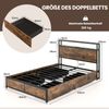 Doppelbettrahmen mit LED Plattformbett & Schubladen geräuschfreies Bettgestell Rustikales Braun Bild 1