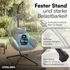 STEELSØN 'Alarian' Hängesessel mit Metallgestell, höhenverstellbar und faltbar, wetterfest, Polyrattan, grau, bis 150 kg belastbar, inkl. Kissen Bild 3