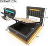 Novelux Polsterbett 90x200 cm mit LED-Beleuchtung & Hydraulischem Stauraum – Leinen Grau, modernes Einzelbett mit USB/Typ-C Ladefunktion im Kopfteil kaufen. Bild 2