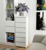 Home Collective Kommode 40 cm breit Holz Highboard Sideboard für Flur Schlafzimmer Wohnzimmer (Mehrzweckschrank Schrank schmal Kommode Schlafzimmer mit Schubladen), viel Stauraum 109 cm hoch mit 6 Schubladen weiß Bild 3