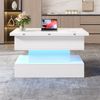 Couchtisch 100x50 x H 51,5 cm, auf 100x100 cm erweiterbar, mit Hubfunktion, Stauraum, LED und Steckdose Bild 2