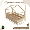 Crazy Pine 'Crazy House' Hausbett mit abnehmbaren Rausfallschutz, Naturholz, Natur, 90x190 cm, mit Ausziehbett Bild 2