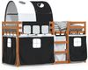 vidaXL Etagenbett mit Vorhängen Weiß Schwarz 90x200 cm Kiefernholz 3284036 Bild 2