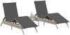 Sonnenliege 2 pcs, Gartenliege mit Tisch Hellgrau Poly Rattan Bild 3