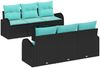 vidaXL Gartensofa-set mit Kissen 7 pcs Schwarz und Türkis Poly-Rattan 3354605 Bild 2
