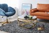 Couchtisch 80 x 80 cm Rund aus Glas mit Designgestell in Gold Bild 3