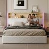Gdood Polsterbett Stauraumbett Doppelbett LED USB (1 tlg, Hydraulisch hebbarem Stauraum), Mit LED-Licht, Nachttisch, Ladefunktion, Lattenrost, PU, 160x200 cm Bild 3