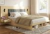 Merax Doppelbett 160*200cm, Stauraumbett, holzbett, Jugendbett, mit USB& Type-C-Ladestation und Leselampe, mit 2 Nachttische, heller Eichenfarbe Bild 3