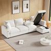 Merax Ecksofa Stoffsofa, L-förmige Ecke und 2 Armlehnen mit Stauraum. Ausklappbarer Couchtisch mit zwei Getränkehaltern, 1 USB und 1 Typ-C, Chenille, Beige Bild 3