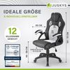 Juskys Racing Schreibtischstuhl Montreal (weiß) ergonomisch, höhenverstellbar & gepolstert, bis 120 kg - Bürostuhl Drehstuhl PC Gaming Stuhl Bild 2
