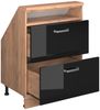 Küchenschrank für Dachschrägen R-Line Schwarz Hochglanz 60 cm mit 2 Schubladen Vicco Bild 5