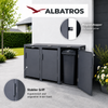 ALBATROS Mülltonnenbox 3er Hauswandversion, 120L bis 240L, für Drei Tonnen, verzinktes Metall RAL7016 Anthrazit, offene Rückseite Bild 4