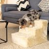 lionto Hundetreppe, weich gepolstert & gelenkschonend, rutschfest & stabil, mit abnehmbarem Plüschbezug, 46x36x34 cm, beige Bild 3