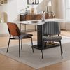 Esszimmerstuhl Grau PU-Leder in Mid-Century-Optik mit Metallbeinen, 2er-Set,H 83.3 x T 57.4 x B 48.3 cm Bild 2