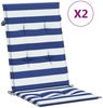 vidaXL Hochlehner-Auflagen 2 Stk. Blau & Weiß Gestreift Stoff 361253 Bild 2