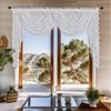 Minicloss Vorhang Boho Vintage Vorhang mit Perlenquasten, halbtransparenter Küchenvorhang mit floraler Stickerei Bild 3