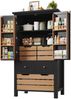 Küchenschrank aus MDF mit 5 Schubladen & 2 Türen, 80x40x140 cm, schwarz Bild 5
