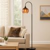 LED Stehleuchte, gebogen, Glas kupfer, schwarz, H 150 cm Bild 4
