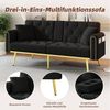 Merax Schlafsofa mit 3 verstellbaren Neigungswinkeln & ausklappbarer Liegefunktion, 2 sitzer Klappsofa Polstersofa mit bettfunktion 1 Teile, Sofa klappbar mit Getränkehalter, Zierkissen & Seitentasche, Samtbezug Bild 2