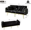 Merax Schlafsofa mit 3 verstellbaren Neigungswinkeln & ausklappbarer Liegefunktion, 2 sitzer Klappsofa Polstersofa mit bettfunktion 1 Teile, Sofa klappbar mit Getränkehalter, Zierkissen & Seitentasche, Samtbezug Bild 4