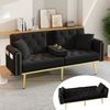 Merax Schlafsofa mit 3 verstellbaren Neigungswinkeln & ausklappbarer Liegefunktion, 2 sitzer Klappsofa Polstersofa mit bettfunktion 1 Teile, Sofa klappbar mit Getränkehalter, Zierkissen & Seitentasche, Samtbezug Bild 5