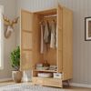 Kleiderschrank mit Kleiderstange & Flip-Top-Fach, 90x45x183 cm, Natur, 2-türig mit Rattannetz-Optik Bild 2