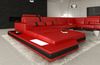 Sofa Messana in Leder - Büffelleder - rot-schwarz - Links Bild 4