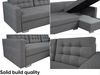 MEBLINI Schlafcouch mit Bettkasten - ASTI - 225x144x85cm - Grau Webstoff - Kleines Ecksofa mit Schlaffunktion - Sofa mit Relaxfunktion und Kissen - Kleine Couch L-Form - Eckcouch Bild 3