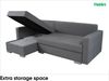 MEBLINI Schlafcouch mit Bettkasten - ASTI - 225x144x85cm - Grau Webstoff - Kleines Ecksofa mit Schlaffunktion - Sofa mit Relaxfunktion und Kissen - Kleine Couch L-Form - Eckcouch Bild 5