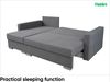 MEBLINI Schlafcouch mit Bettkasten - ASTI - 225x144x85cm - Grau Webstoff - Kleines Ecksofa mit Schlaffunktion - Sofa mit Relaxfunktion und Kissen - Kleine Couch L-Form - Eckcouch Bild 4