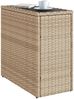 Gartentisch, Beistelltisch, Balkontisch Glasplatte Beige 58x27,5x55 cm Poly Rattan Bild 4