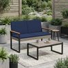 vidaXL Bank Outdoor Grau und Marineblau 107 x 61 x 80 cm Poly-Rattan 42025340 Bild 3