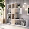 Dmora Ax Bücherregal, Mehrzweck-Büroregal, Bücherregal mit 4 Regalen, 145 x 29 x 145 cm, Glänzendes Weiß und Eiche Bild 2