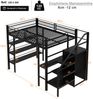 Hochbett Liegefläche 140x200 cm aus Metall in Schwarz mit Schreibtisch, Kleiderschrank, Ablageregal und Sicherheitsleiter Bild 5