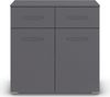 rauch Aditio Box, Kommode, 2-türig, 2 Schubladen, mit Softclose-Funktion, Farbe Grau metallic, BxHxT 80x81x42cm Bild 2