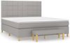 vidaXL Boxspringbett mit Matratze Stoff Hellgrau 180x200 cm, Härtegrad: H2 [3137173] Bild 2