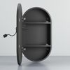 WDWRITTI Spiegelschrank Rund Bogen 70cm LED Badezimmerspiegelschrank mit Beleuchtung modern (Schrank Schwarz Oval, BxH:40x70cm) Stahlblechregale, mit Netzadapter, vormontiert, IP44 Bild 4