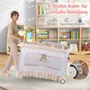 4 in 1 Babybett mit Abnehmbarem Baldachin Reisebett mit Matratze Beistellbett mit Rollen Rosa Bild 4